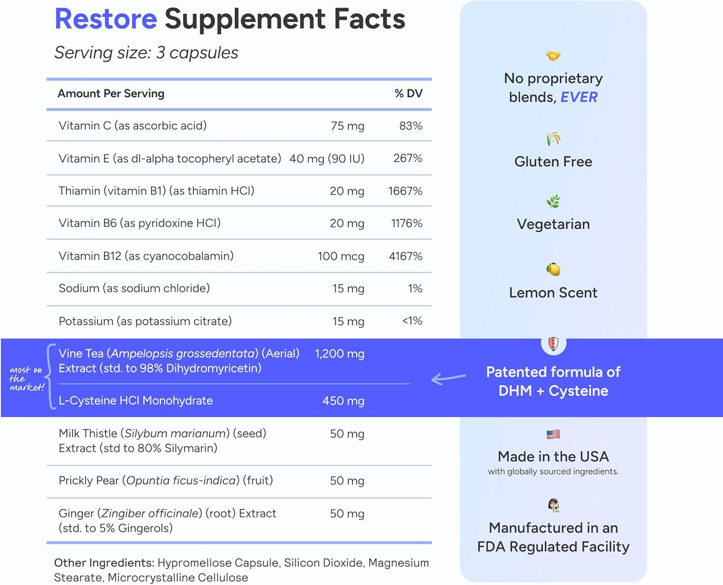 Cheers Restore | Supplement with DHM + L-Cysteine | Feel Better After Drinking & Support Your Liver | 24 Doses | 2 pieces